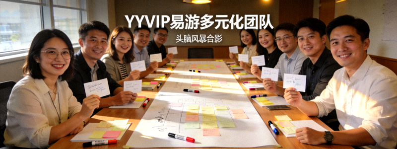 YYVIP易游多元化团队在会议室进行头脑风暴的合影